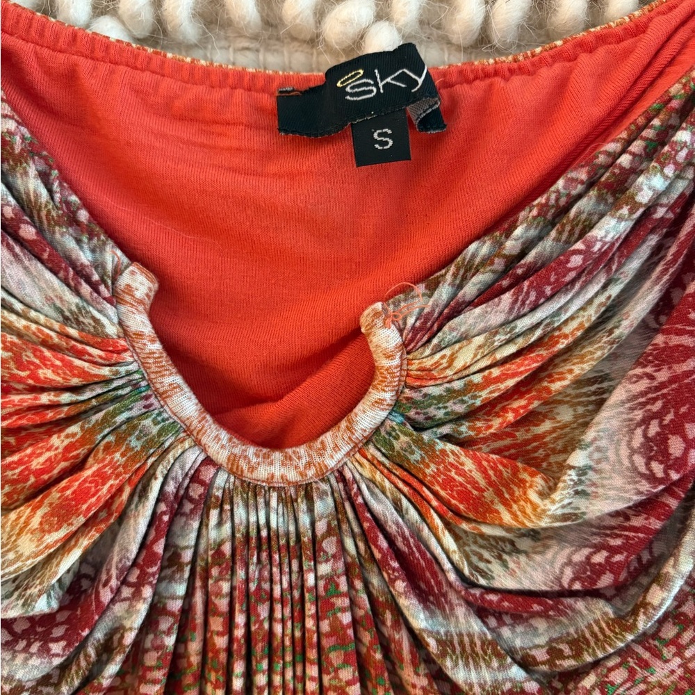 Sky Vibrant Pleated Blouse